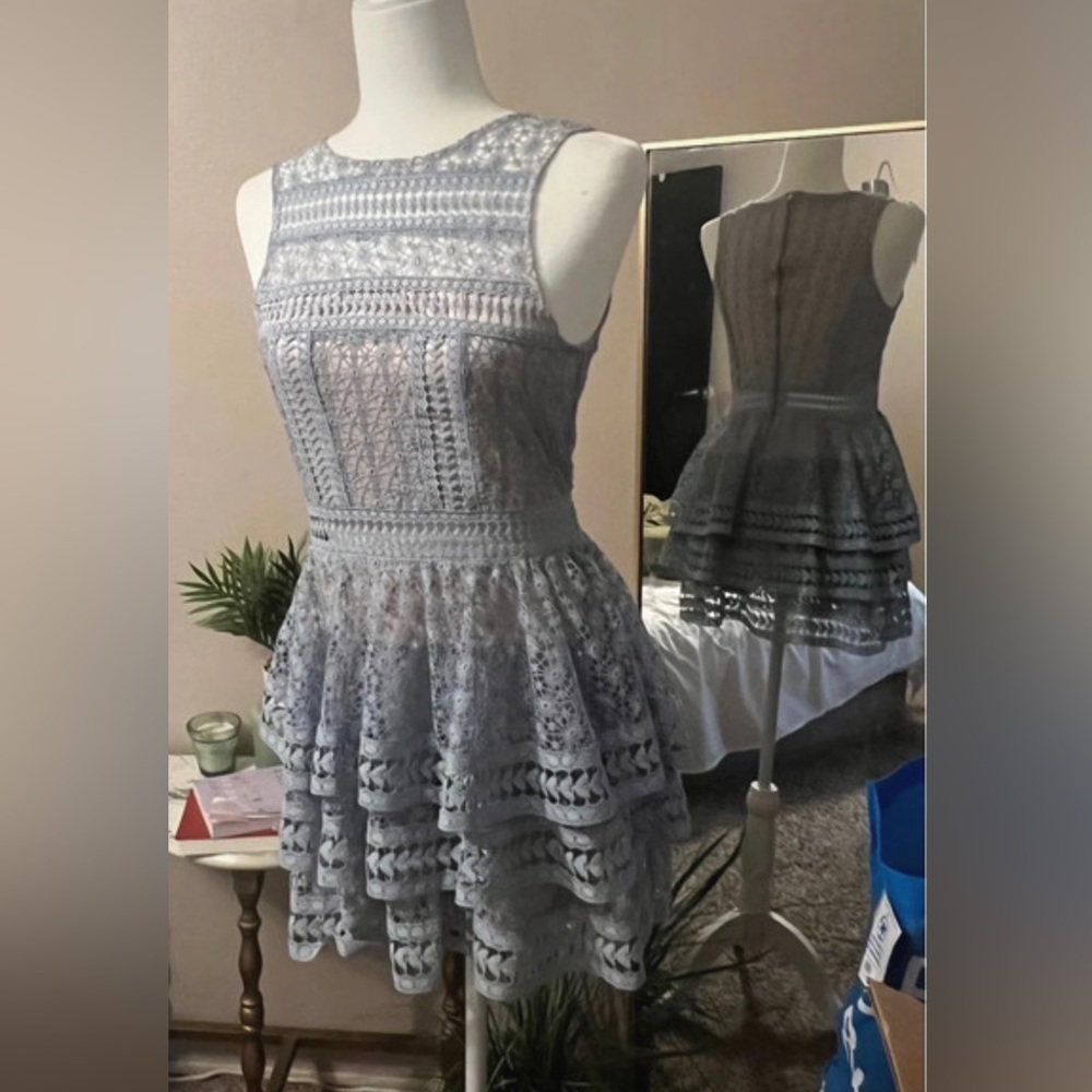 Express baby blue ruffled dress